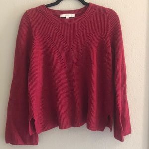 LOFT red sweater with flared sleeves
